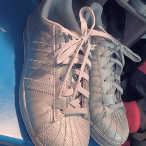 All silver adidas superstars custom